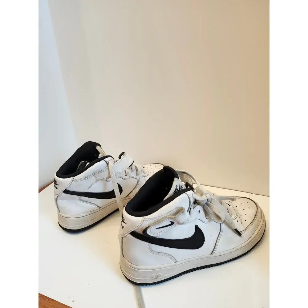 Nike Air Force 1 Mid‎ LE GS Youth Size 6.5 White Black Sneakers DH2933-103